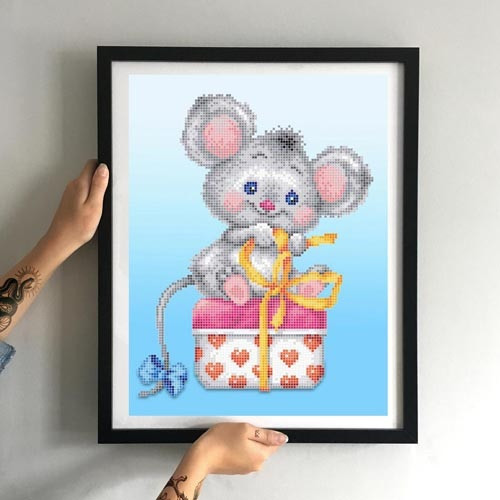 Схема для вишивки бісером "Мишеня з подарунком" (ЗПТ-018-Б), фото 1