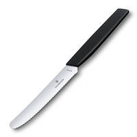Нож столовый Victorinox Swiss Modern 11 см, серрейтор, скругленный, чёрный