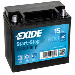 Акумулятор автомобільний EXIDE START STOP AUXILIARY 15Ah +/- 200EN EK151 e