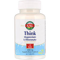 Магний L-треонат Magnesium L-Threonate KAL для мозга 2000 мг 60 таблеток .Хит!