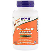 Пробиотики Для Пищеварения, Probiotic-10, 100 Billion, Now Foods, 60 вегетарианских капсул .Хит!