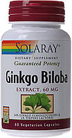 Гинкго билоба Ginkgo Biloba Leaf Extract Solaray 60 мг 60 вегетарианских капсул .Хит!