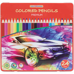 Олівці кольорові Cool For School Premium, тригранні,, 24 кольори CF15179 smart