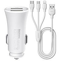 Зарядное устройство от прикуривателя REMAX RCC-217 Rocket 5V 2.4A 2USB-A Lightning USB-C Micr XE, код: 8405172