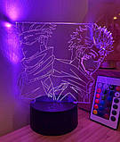Акриловий 3D світильник - нічник Аніме Магічна битва Годжо Сатору та Ітадорі Юджі 16 кольорів + пульт, фото 3
