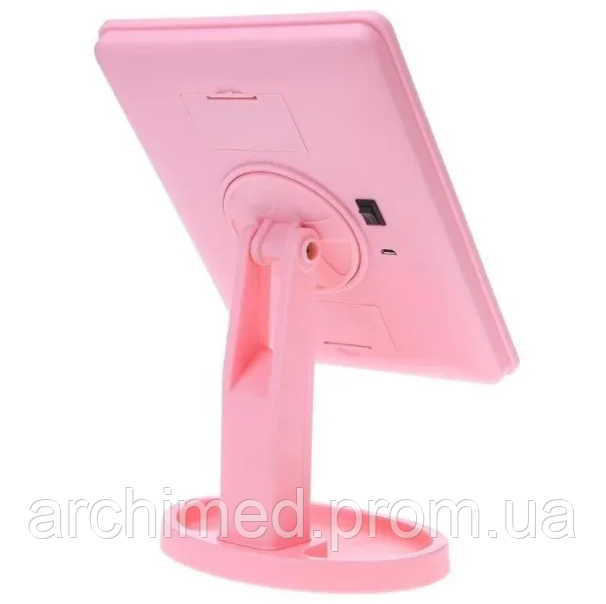 Настольное зеркало с подсветкой HLV Large 16 LED Mirror 5308 Pink ON, код: 8381091 - фото 2 - id-p2141475433