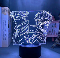 Акриловий 3D світильник - нічник Аніме Магічна битва Годжо Сатору та Ітадорі Юджі 7 кольорів регулювання сенсорної кнопкою