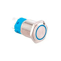 Кнопка 19мм возвратная, 9-24В, синий LED, 5pin, 19K-P11D