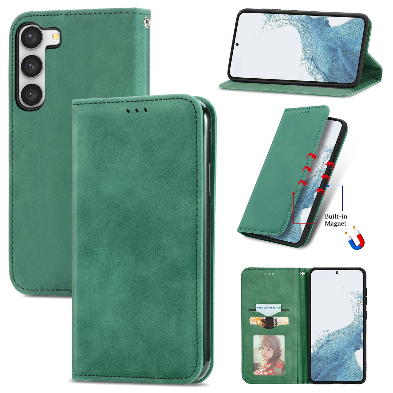 Чохол-книжка Skin Feel Leather Wallet для Samsung Galaxy S23 Green