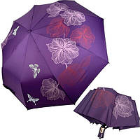 Зонтик женский полуавтомат антиветер Toprain складной с цветами 9 спиц Фиолетовый (60497)