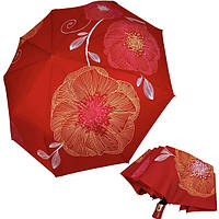 Зонтик женский полуавтомат антиветер Toprain складной с цветами 9 спиц Красный (60498)