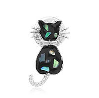 Брошь-значок BROCHE Котёнок чёрная BRGV111038 ON, код: 7280299