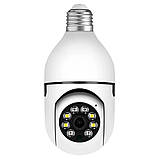 Поворотна 360° WiFi IP камера під патрон лампочки Е27 з прожектором, датчиком руху та ІЧ підсвічуванням, фото 3