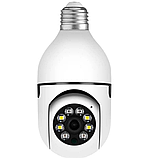Поворотна 360° WiFi IP камера під патрон лампочки Е27 з прожектором, датчиком руху та ІЧ підсвічуванням, фото 10