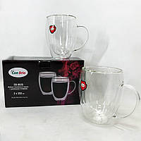Чашки чайные Con Brio CB-8635-2 | Кружки стеклянные с двойным дном | Набор стаканов с YL-783 двойными стенками