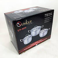 Набор практичных кастрюль UNIQUE UN-5074 | Набор посуды кастрюли | Набор посуды для AN-110 индукционных плит