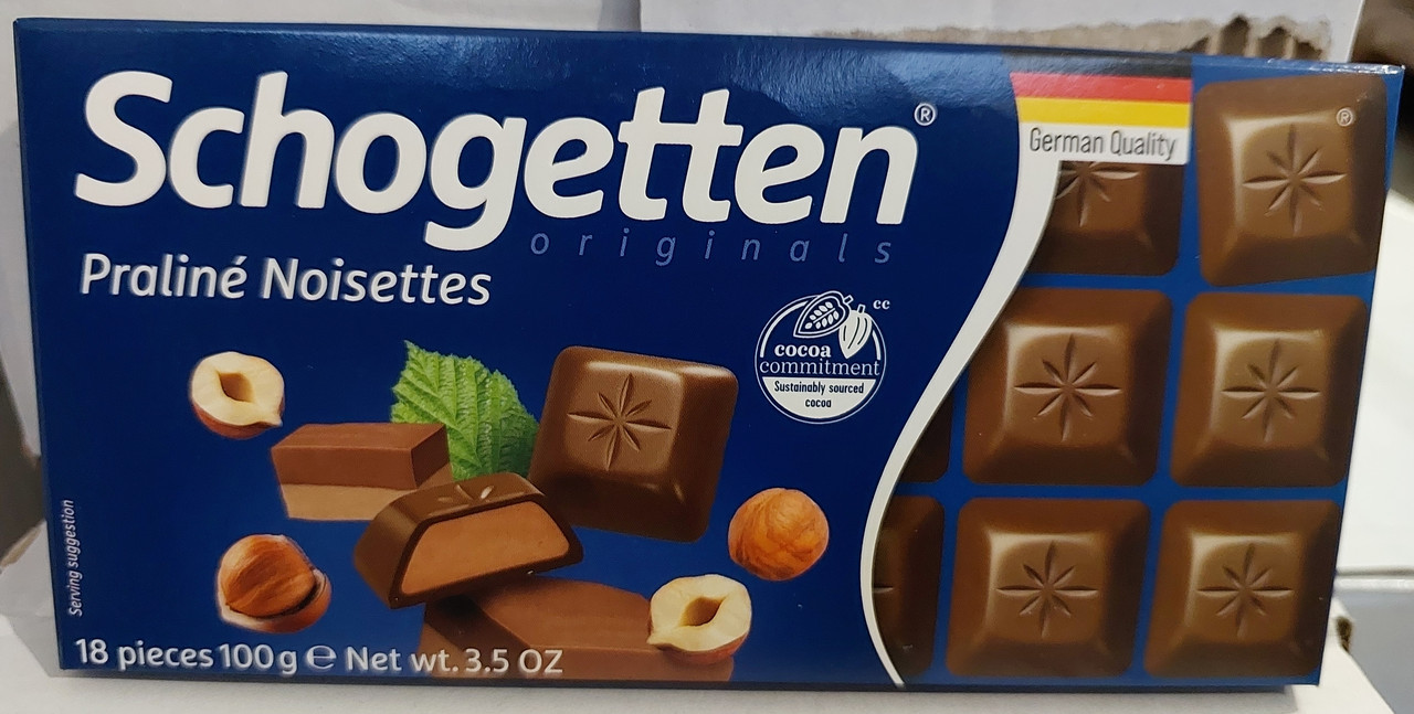 Молочний німецький шоколад Schogetten Praline Noisettes з горіховим праліне 100 грамів