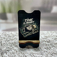 Деревянная подставка для телефона "Время - Деньги"