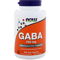 Аминокомплекс NOW Foods GABA 750 mg 200 Veg Caps NOW-00129 ON, код: 7518359