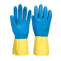 Хозяйственные перчатки из латекса размер M 80 гр PT-07 Сине-желтый