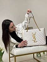 Жіноча сумка Yves Saint Laurent Big White Bag (Біла) Сумка Шопер еко шкіра на 1 відділення на ланцюжках YSL