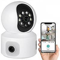 Двойная камера видеонабюдения Wi-Fi, V380 / Поворотная камера наблюдения / Видеоняня