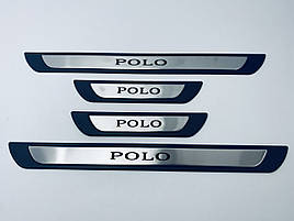 Накладки на пороги Volkswagen Polo 1994-2001 (хром-пласт) TAN24