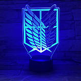Акриловий 3D світильник - нічник Аніме Атака Титанів 16 кольорів + пульт, фото 6