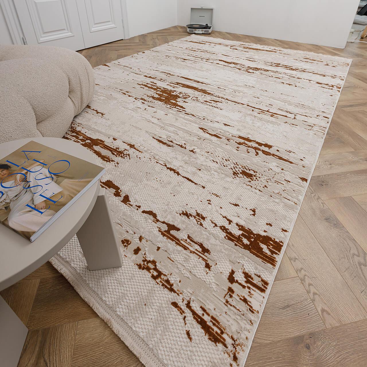 Килим VERSAY 51244A 1,6Х2,3 Білий з коричневим прямокутник, фото 1