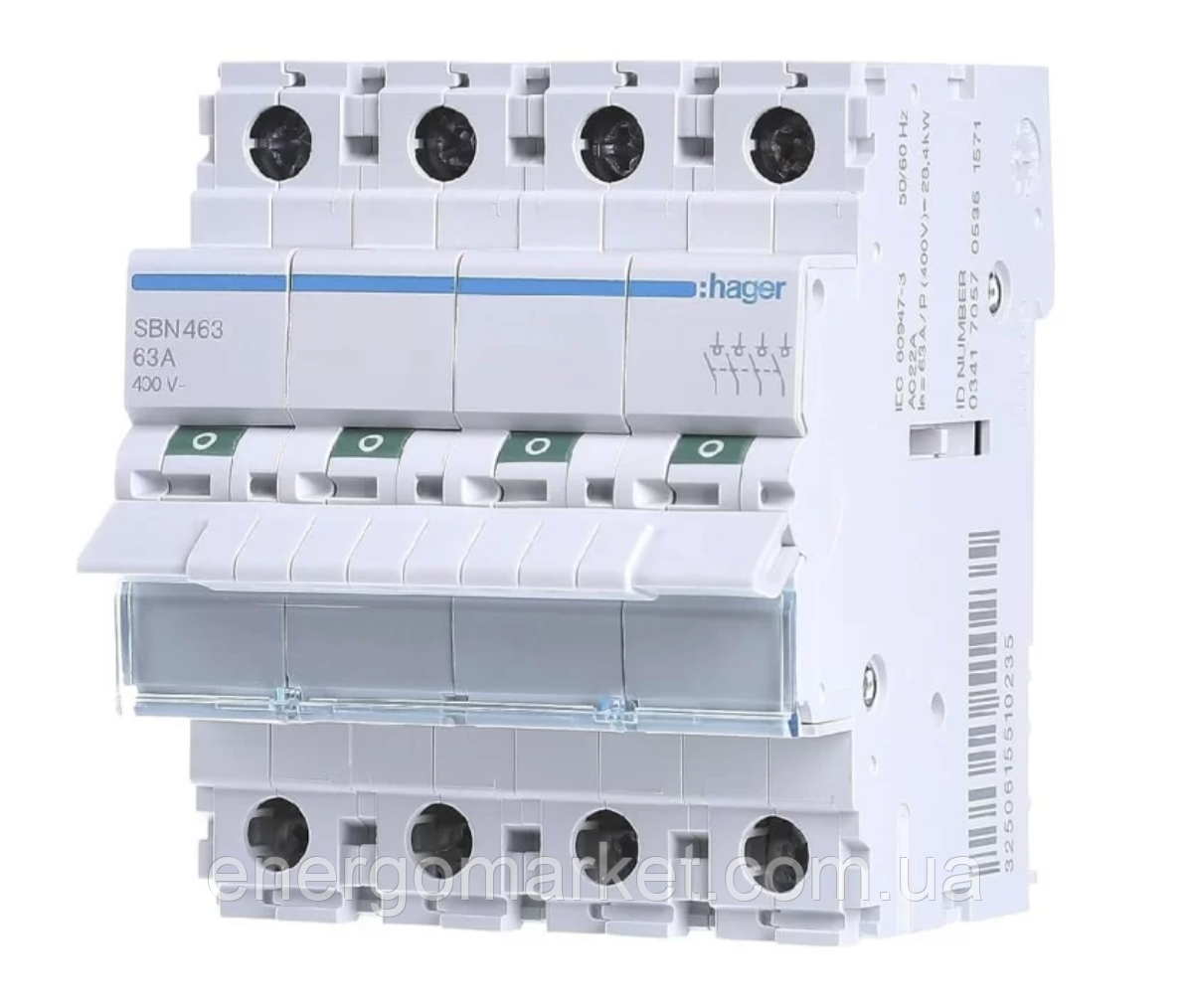 Вимикач навантаження Hager SBN463 4P 63А/400В