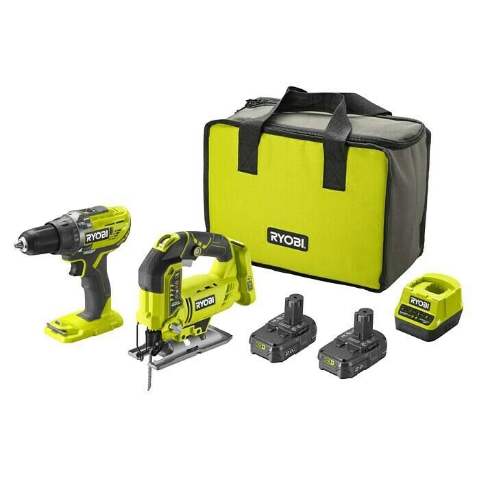 Набір інструментів Ryobi R18DDJS-220S (шурупокрут R18DD3, лобзик R18JS, 2 АКБ 18 В / 2 А·год, зарядний)