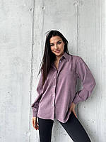 Женская стильная рубашка оверсайз микровельвет Svvs121