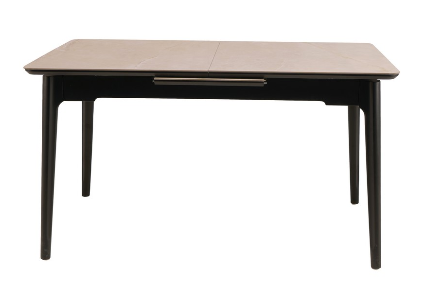 TM-89 стіл розкладний 140/180 глянцева кераміка калакатта грей + чорний TM Vetro Mebel