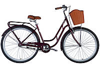 Велосипед ST 28" Dorozhnik RETRO Velosteel рама-" з багажником задн St з кошиком Pl з крилом St 2024