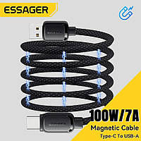 Кабель Магнитный Essager USB to Type-C 100W 7A Black , 1м