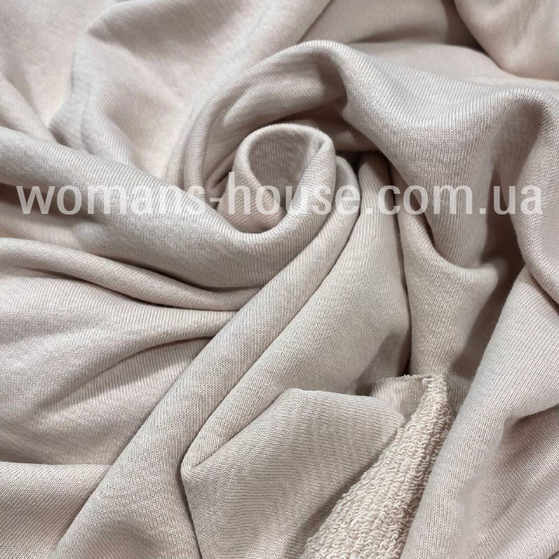 Тканина тринитка без начісу (Петля Діагональ) бавовняна Туреччина 180 см Бежевий світлий Таш, фото 1