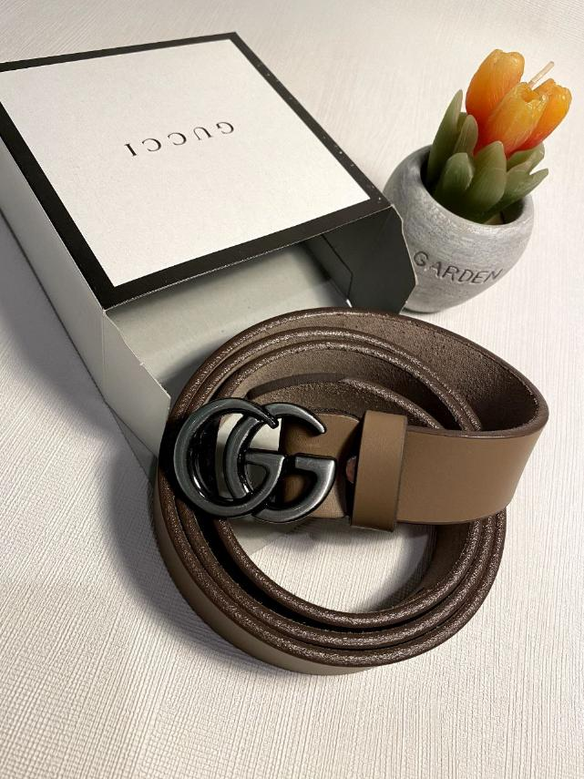 Ремінь шкіряний жіночий GUCCI 30 мм. колір кава 931531