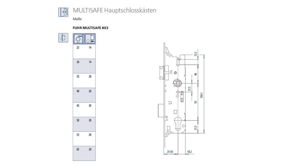 Замок для ПВХ дверей FUHR 803 D=25мм, без зіщіпки, арт. M3252B10SY
