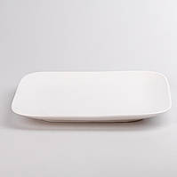 Тарелка подставная квадратная из фарфора 24.5 см большая белая плоская тарелка EK-77