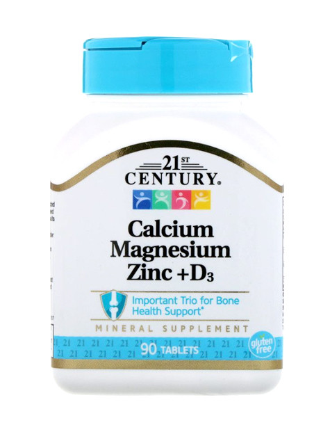 Мінерали Кальцій Магній Цинк 21st Century Calcium Magnesium Zinc + D3 90 таб США