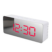 Годинник настільний із функцією будильника дзеркальний з LED-підсвіткою Білий з червоним