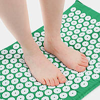 Масажний килимок з подушкою - аплікатор Кузнєцова для спини  60х40 см Зелений | акупунктурний килимок масажний