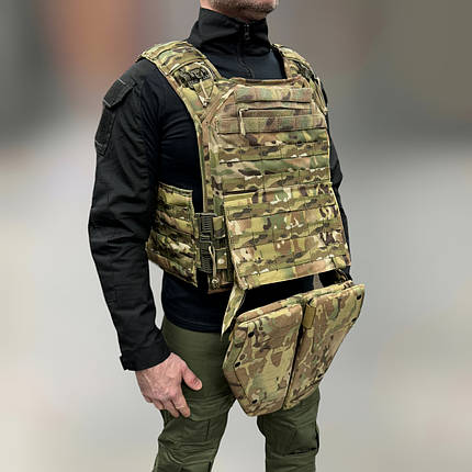 Напашник тризонний 1-го класу захисту, Мультикам, фартух напашник, сумка фартух з балістичним пакетом, фото 1