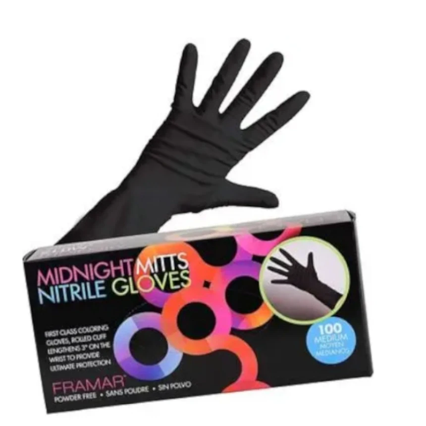 Рукавички нітрилові ультраміцні чорні Framar Midnight Mitt розмір M (100шт.)