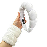 Набір для вмивання обруч + напульсники, білий, фото 3