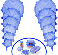 Крышки силиконовые вакуумные пищевые многоразовые для посуды, Набор крышек силиконовых растягивающихся 6 nov