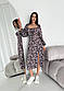 Квіткове міді плаття зі шнурівкою на спині та рукавами ліхтариками (р. 42-48) 55PL5613, фото 10