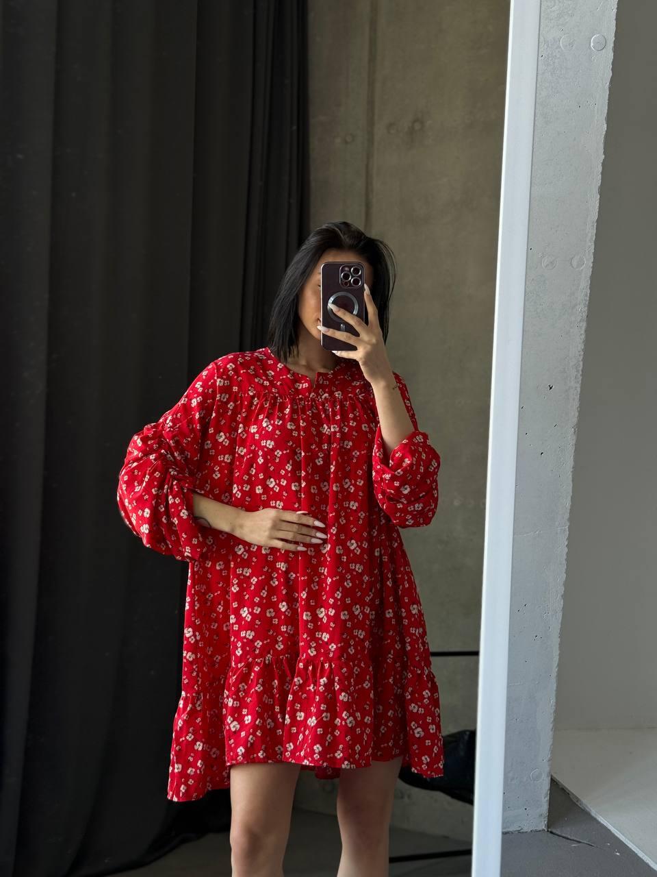 Асиметричне плаття трапеція вільне у квітковий принт (р. 42-46) 2PL5617, фото 1