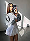 Жіночий комплект коротка біла спідниця з прошви та сірий вільний світшот (р. S, M) 66KO3612Е, фото 2