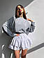 Жіночий комплект коротка біла спідниця з прошви та сірий вільний світшот (р. S, M) 66KO3612Е, фото 7